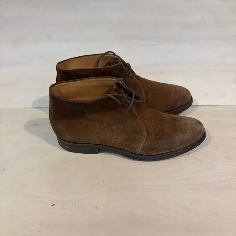 Peal & Co Chukka Boots Mens 10 Brown Suede Made in England Dainite Sole 06633